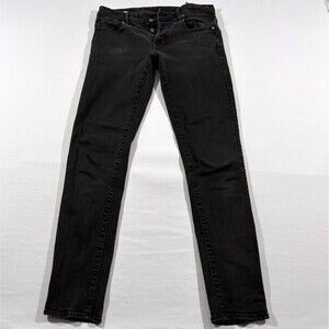 G-Star RAW 3301 Slim Jeans Mens Dark Wash Black Denim Button Fly Biker Sz 32x32